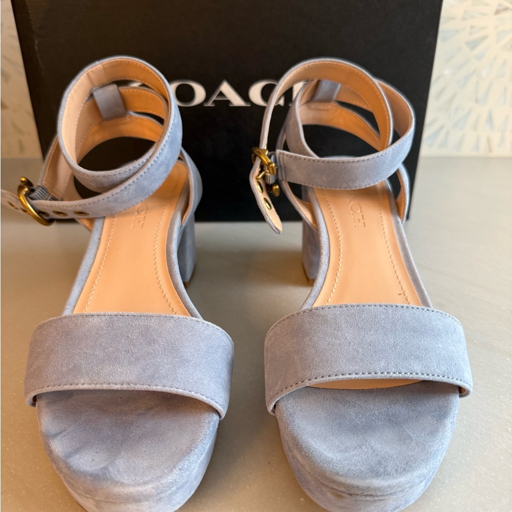 Coach Women's Light Blue Suede Sandals
